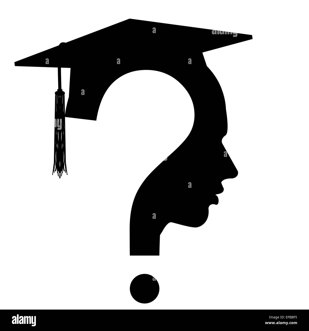 Fragezeichen-Kopf mit Bildung Cap-symbol Stockfoto