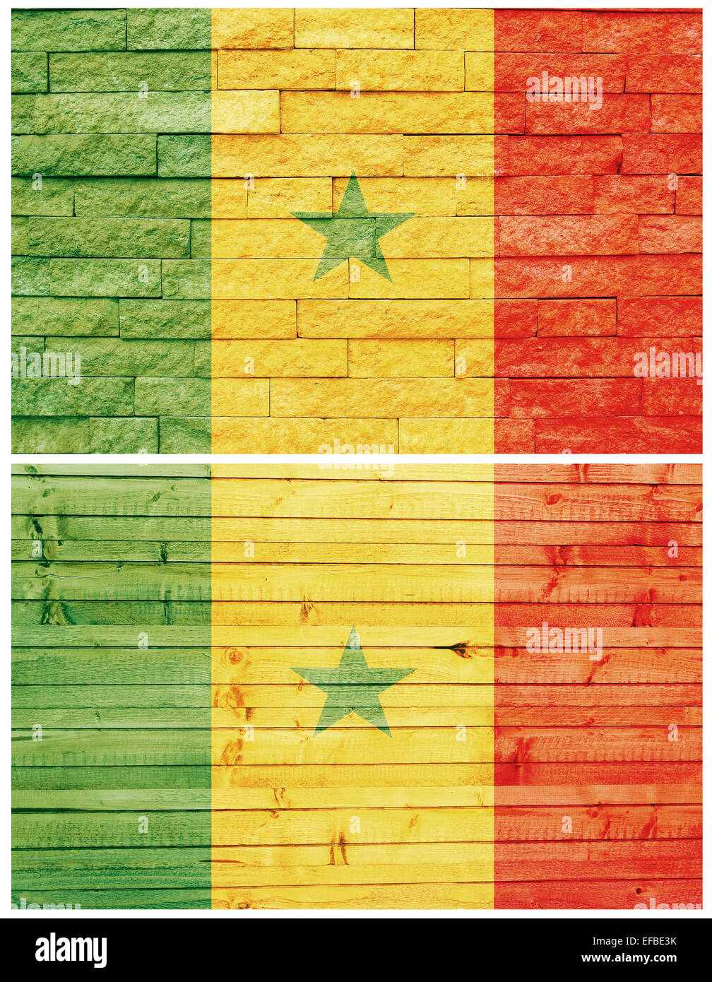 Vintage Wand Flagge des Senegal collage Stockfoto