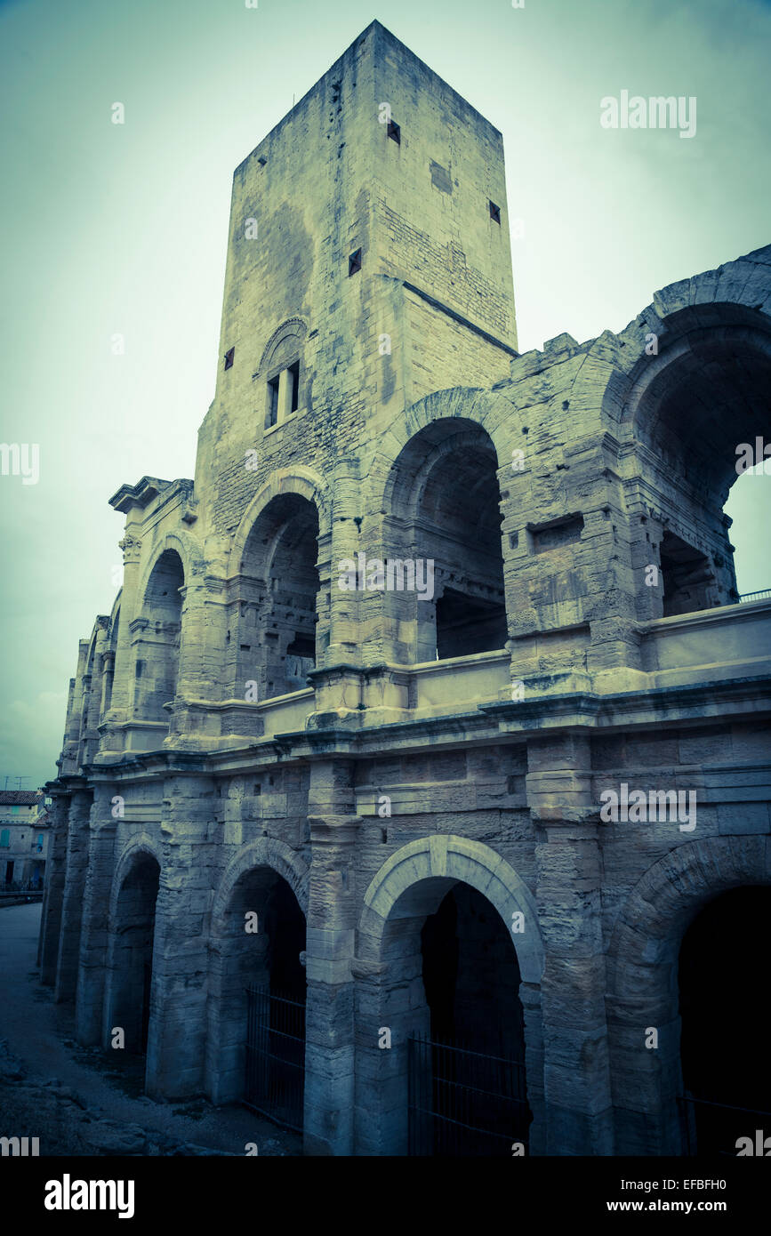 Römisches Amphitheater, Arles, Frankreich Stockfoto