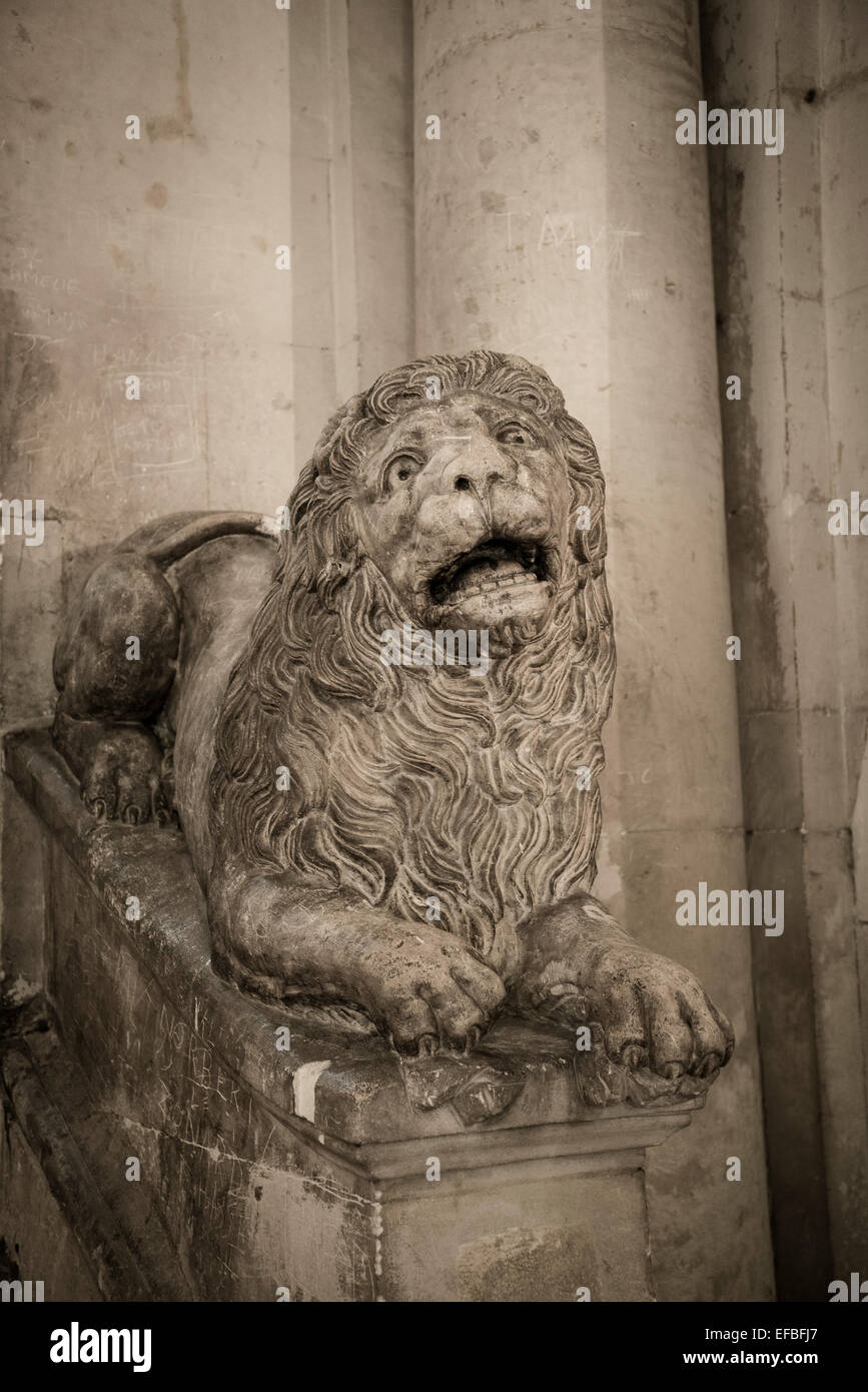 Skulptur Löwe, Rathaus, Arles, Frankreich Stockfoto