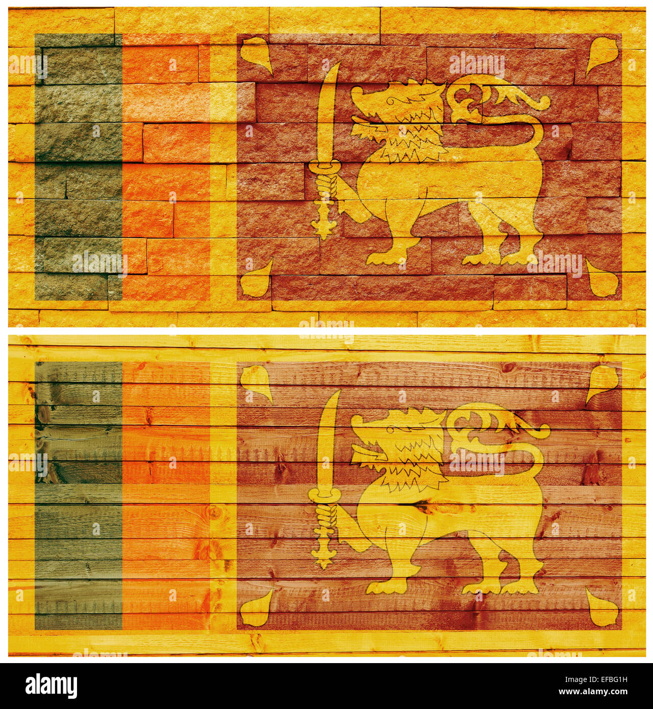 Vintage Wand Flagge Sri Lankas Stockfoto