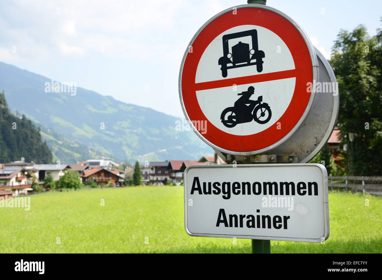 Kein Eintrag für Kraftfahrzeuge Mayrhofen, Österreich Stockfoto