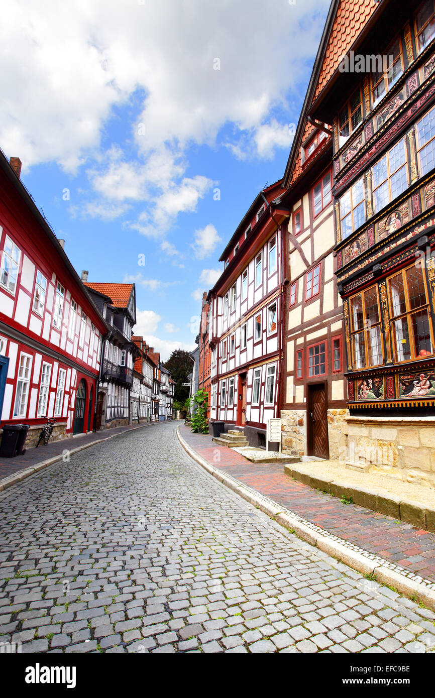 Alte Straße in Hildesheim, Deutschland Stockfoto