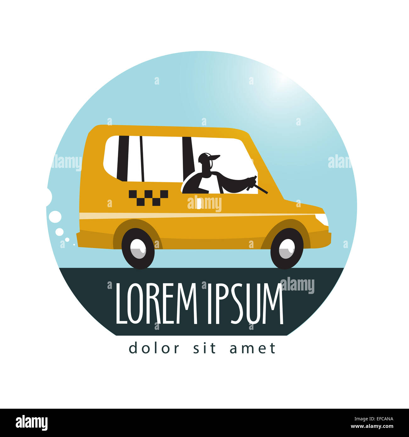 Taxi-Vektor-Logo-Design-Vorlage. Kleinbus oder Auto-Symbol. Stockfoto