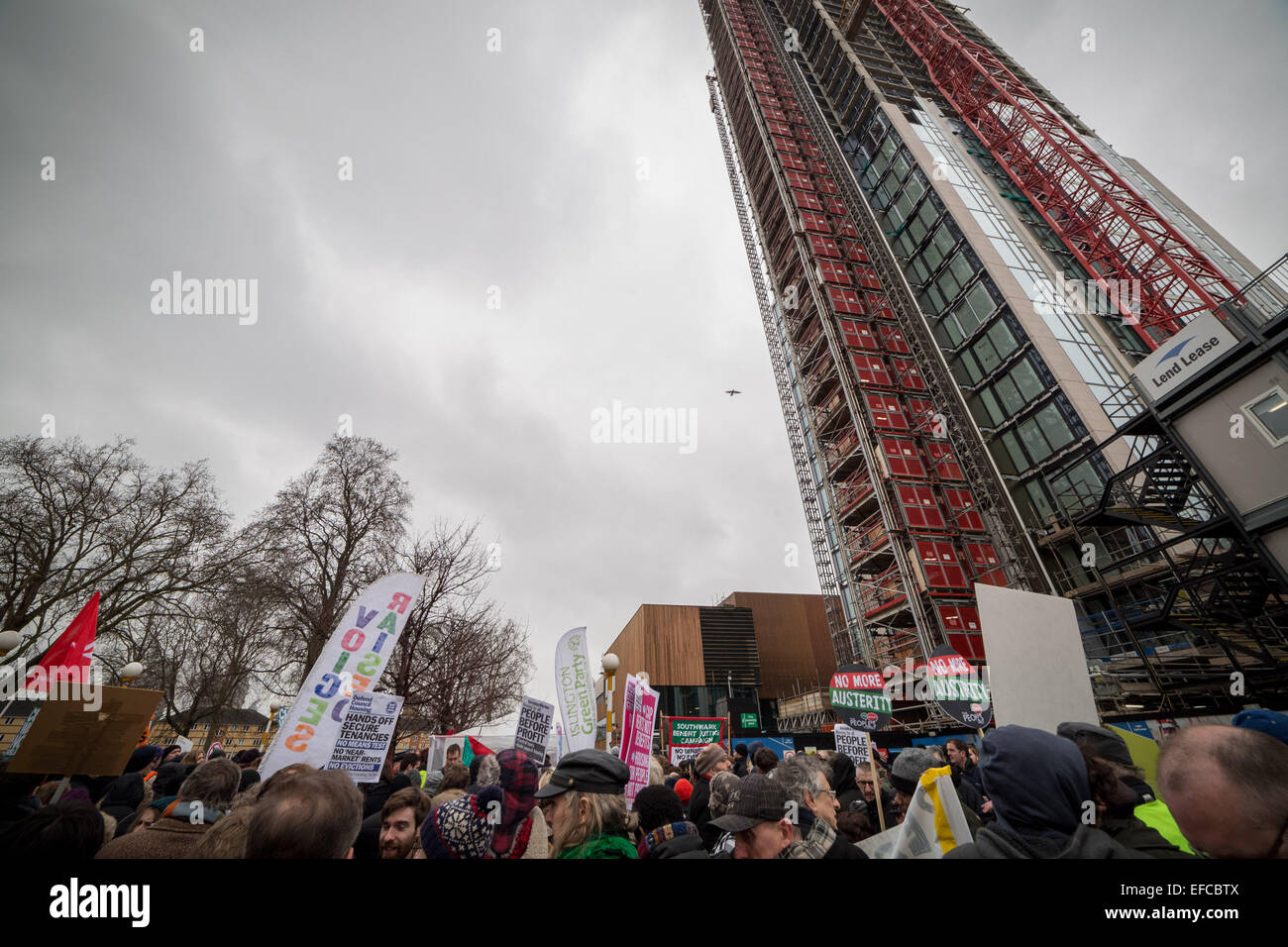 London, UK. 31. Januar 2015.  Marsch für Häuser und Wohnungen Rechte Credit: Guy Corbishley/Alamy Live-Nachrichten Stockfoto