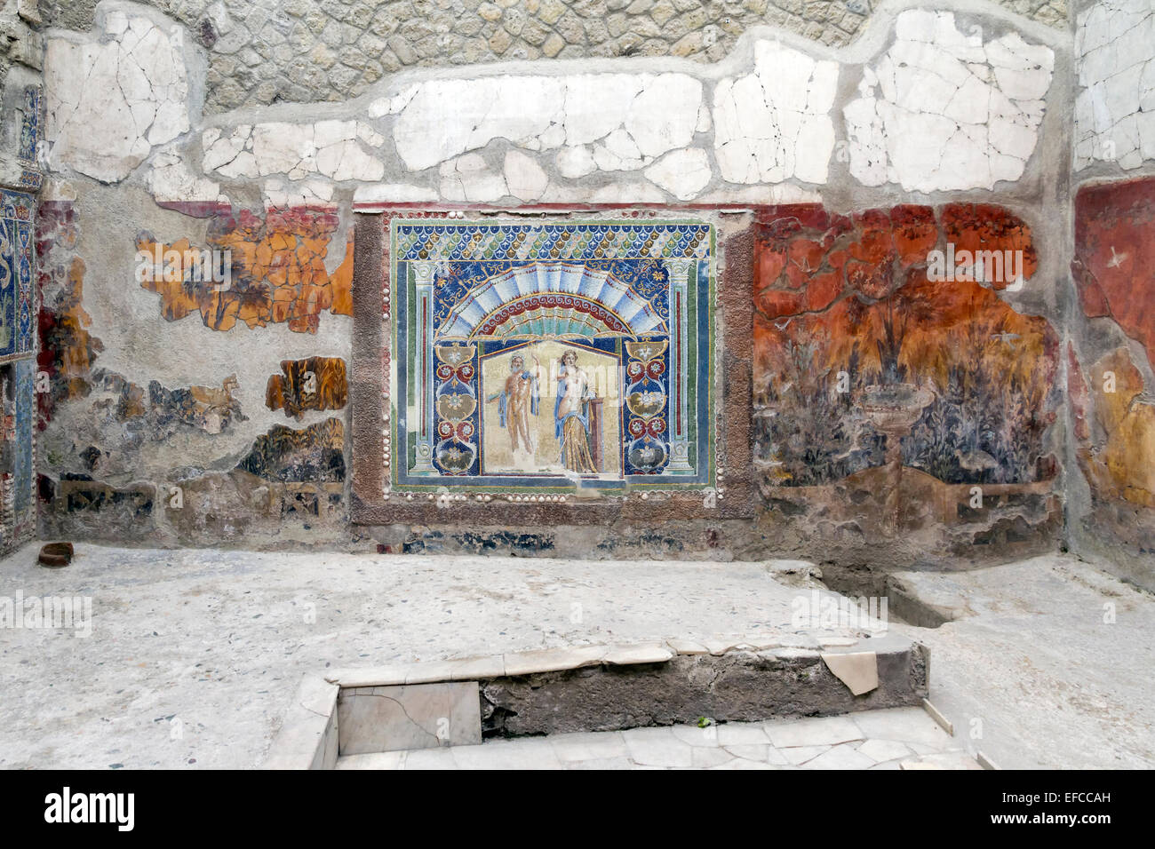 Mosaik Wandbild in Herculaneum Haus des Neptun und Aphrodite Stockfoto