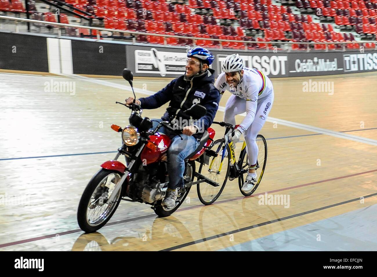 Francois Pervis - 27.01.2015 - Entrainement Equipe de France de Cyclisme Su Piste. Foto: Anthony Dibon/Icon Sport Stockfoto
