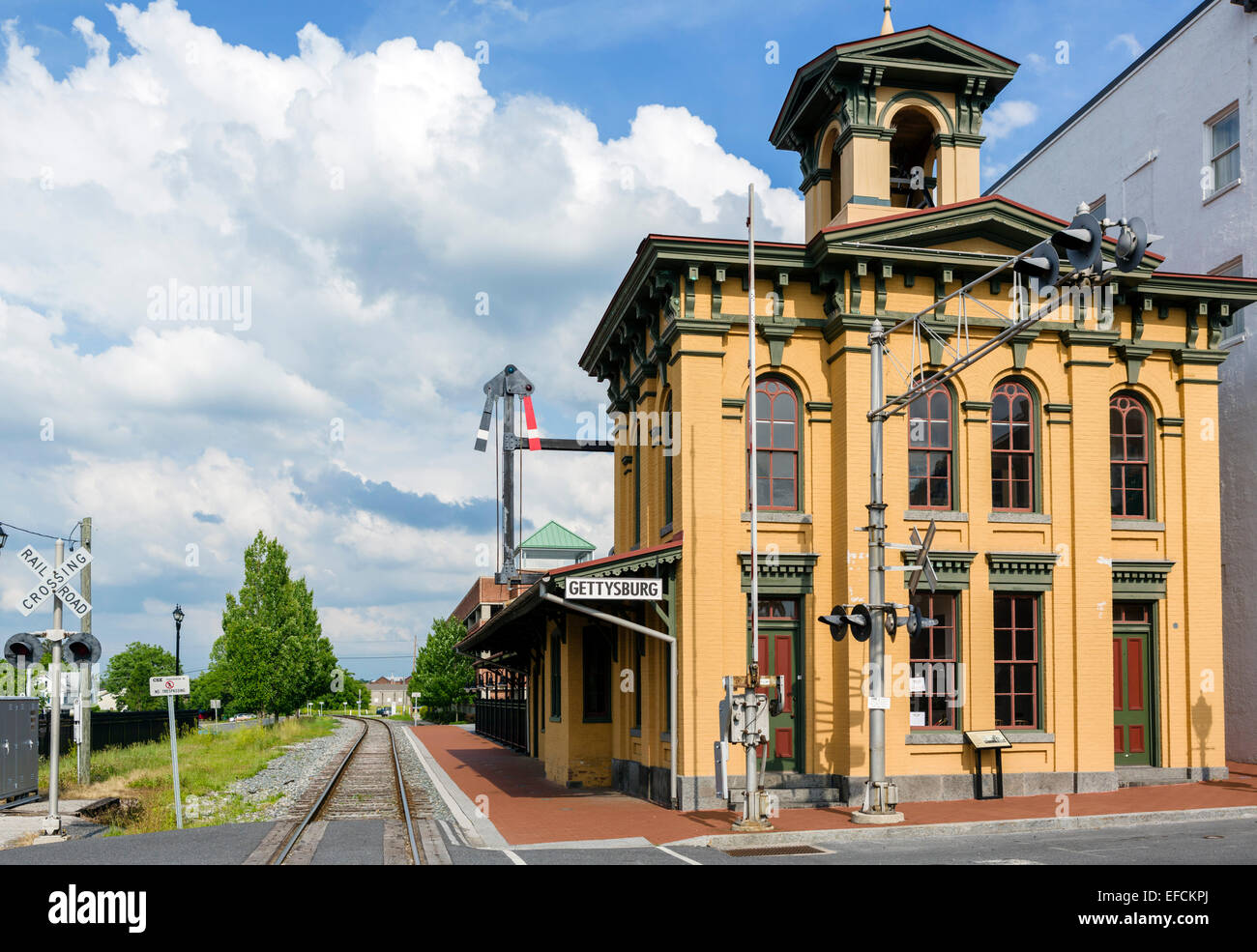 Historische Gettysburg-Bahnhof in der Innenstadt von Gettysburg, Adams County, Pennsylvania, USA Stockfoto