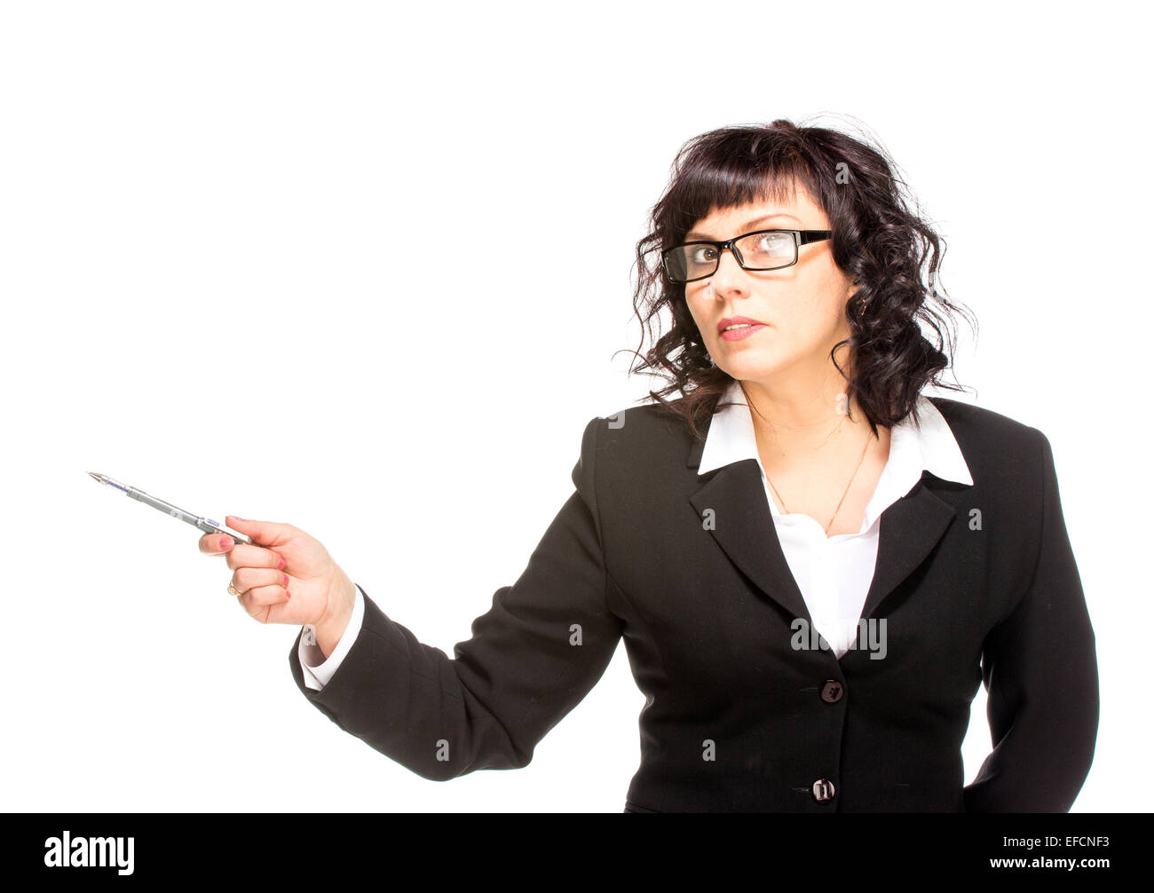 Fröhlichen senior Business-Frau, isoliert auf weiss Stockfoto