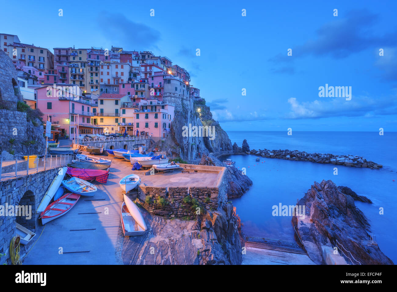 Stadt Manarola in Cinqueterre, Italien Stockfoto