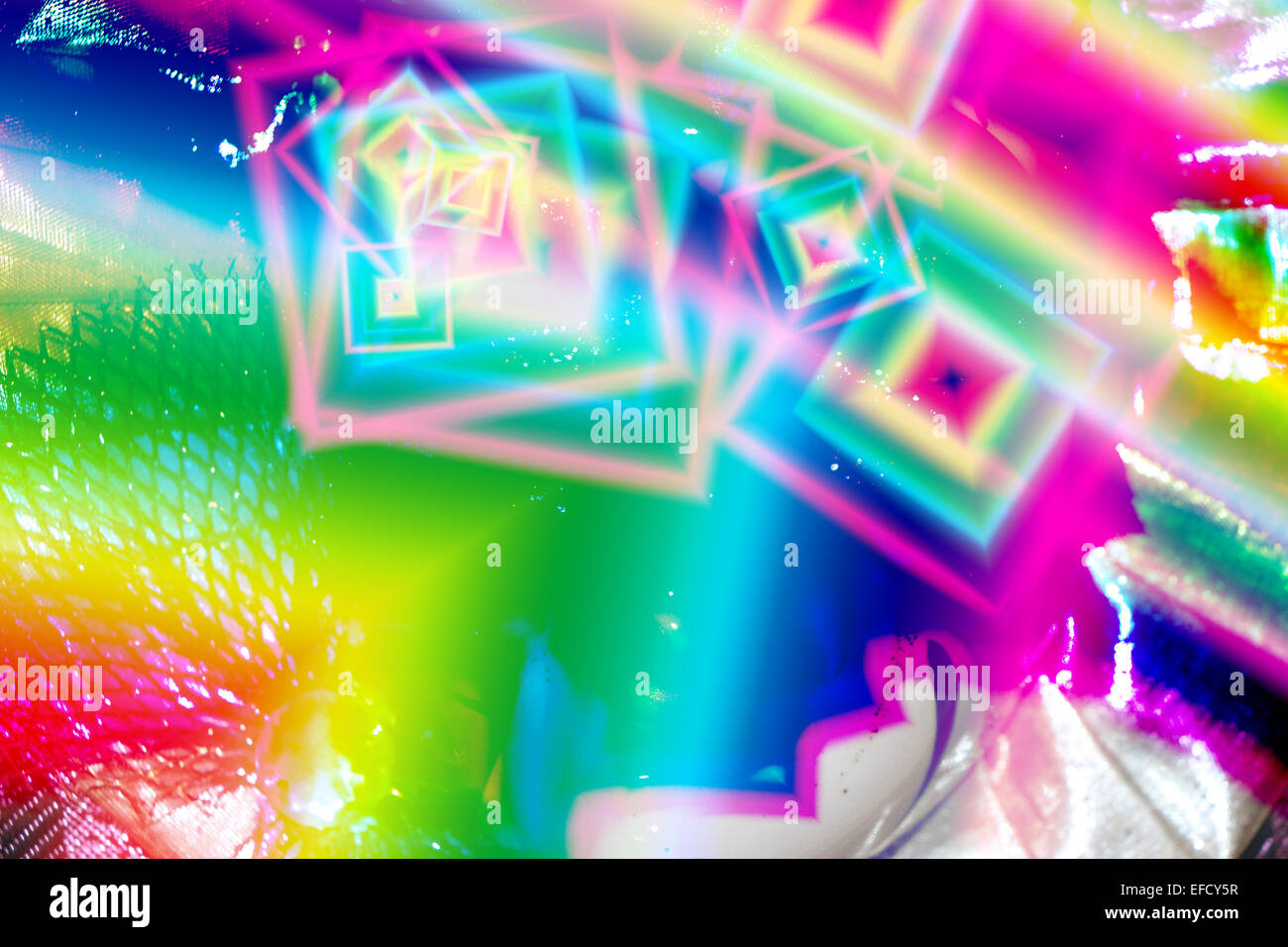 einen bunten Hintergrund anzeigen eindeutige Farbe Diamant-Muster mit einem Raum-Alter aussehen es Erde nennen, trifft eine andere Welt. Stockfoto