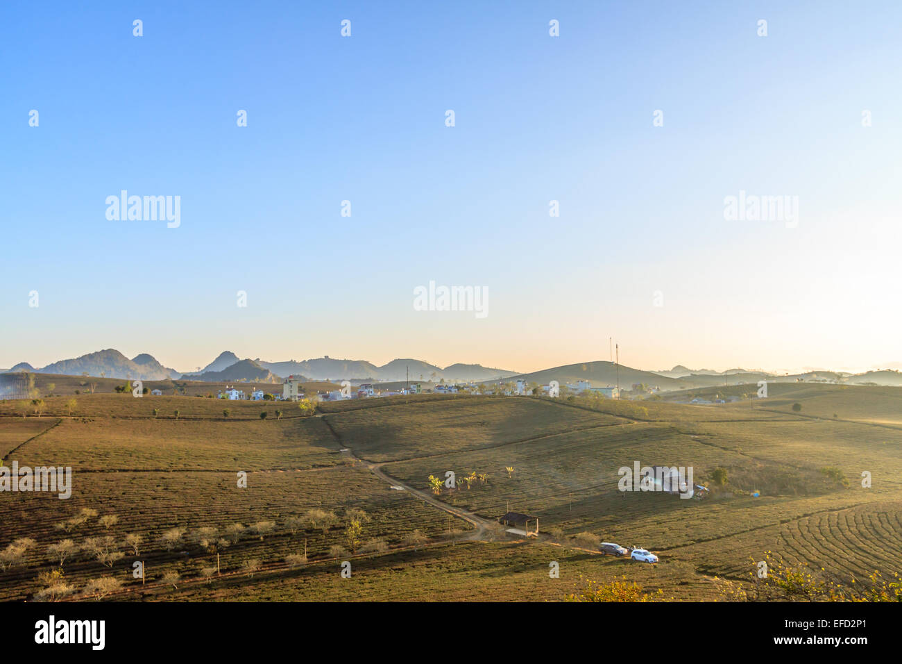 Moc Chau Stadt Morgen am 26. März 2015 in Son la Provinz, Vietnam Stockfoto