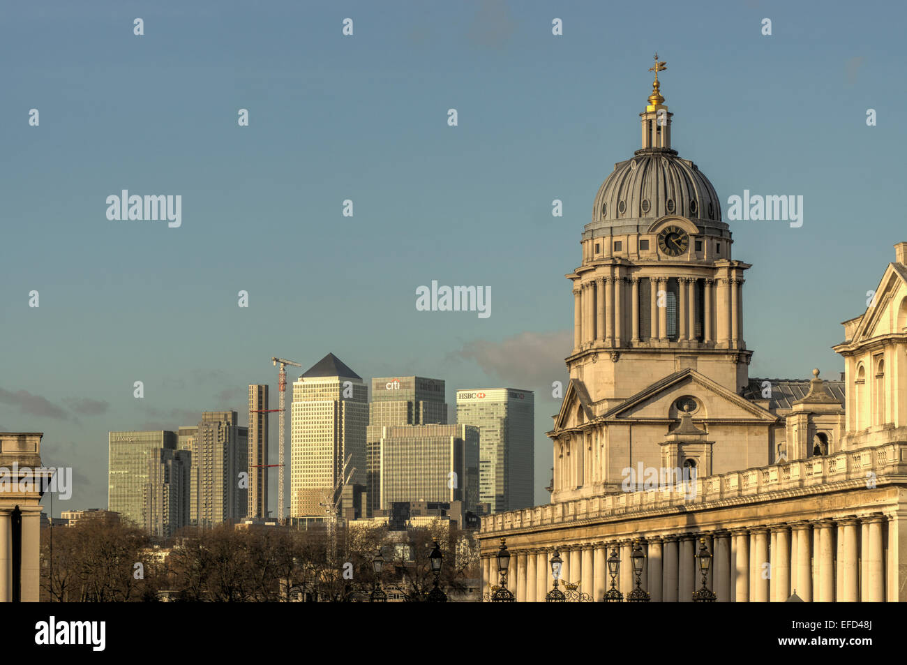 Greenwich Royal Hospital und Kanarischen einst Stockfoto