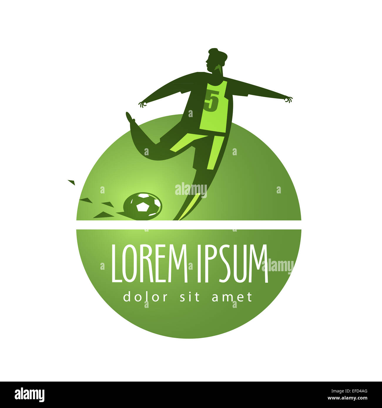 Fußball-Vektor-Logo-Design-Vorlage. Fußball-Spieler oder Sport-Ikone. Stockfoto