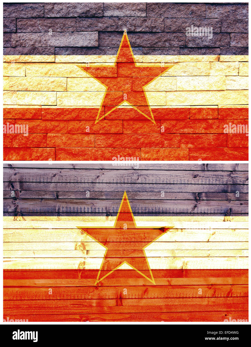 Vintage Wand Flagge des ehemaligen Jugoslawien Stockfoto
