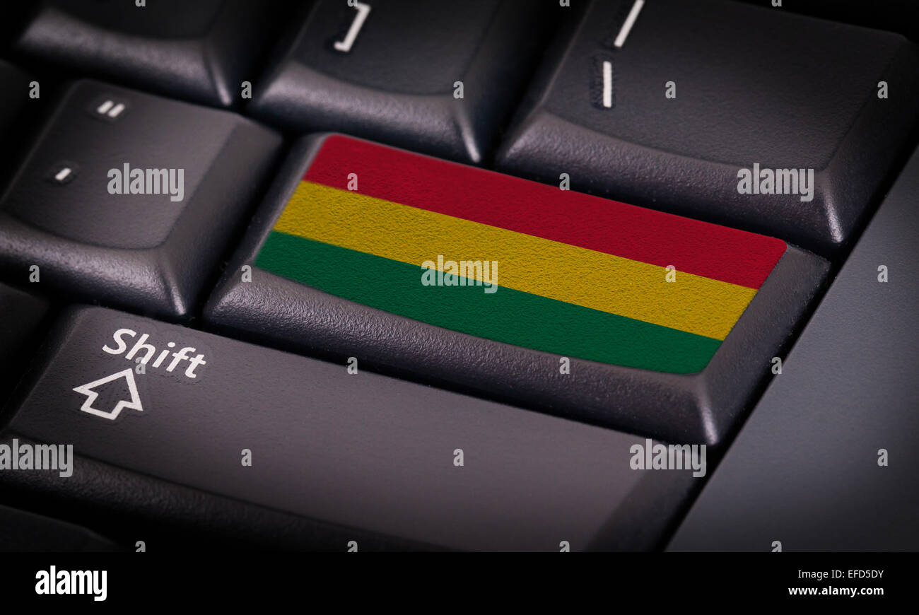 Flagge auf Schaltfläche Tastatur, Flagge von Bolivien Stockfoto