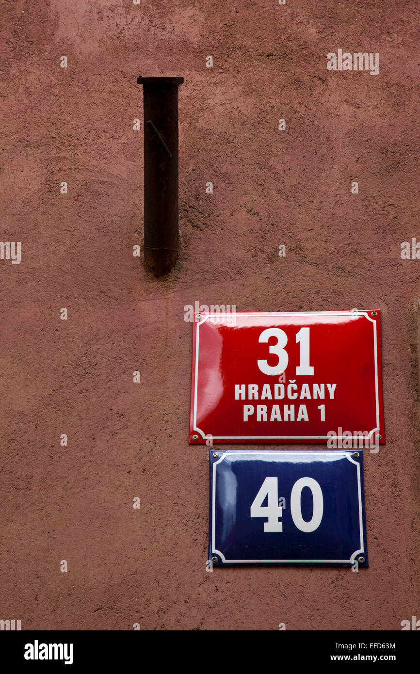 Hradcany Zeichen innerhalb der Prager Burg, Prag, Tschechische Republik Stockfoto