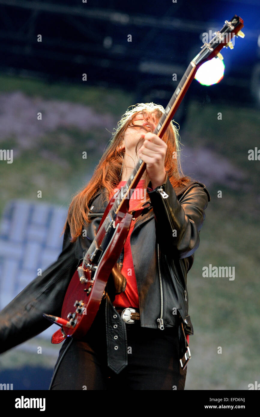 BARCELONA - 30 Mai: Haim (amerikanische pop-Rock-Band aus Los Angeles, Kalifornien) im Konzert im Heineken Primavera Sound. Stockfoto