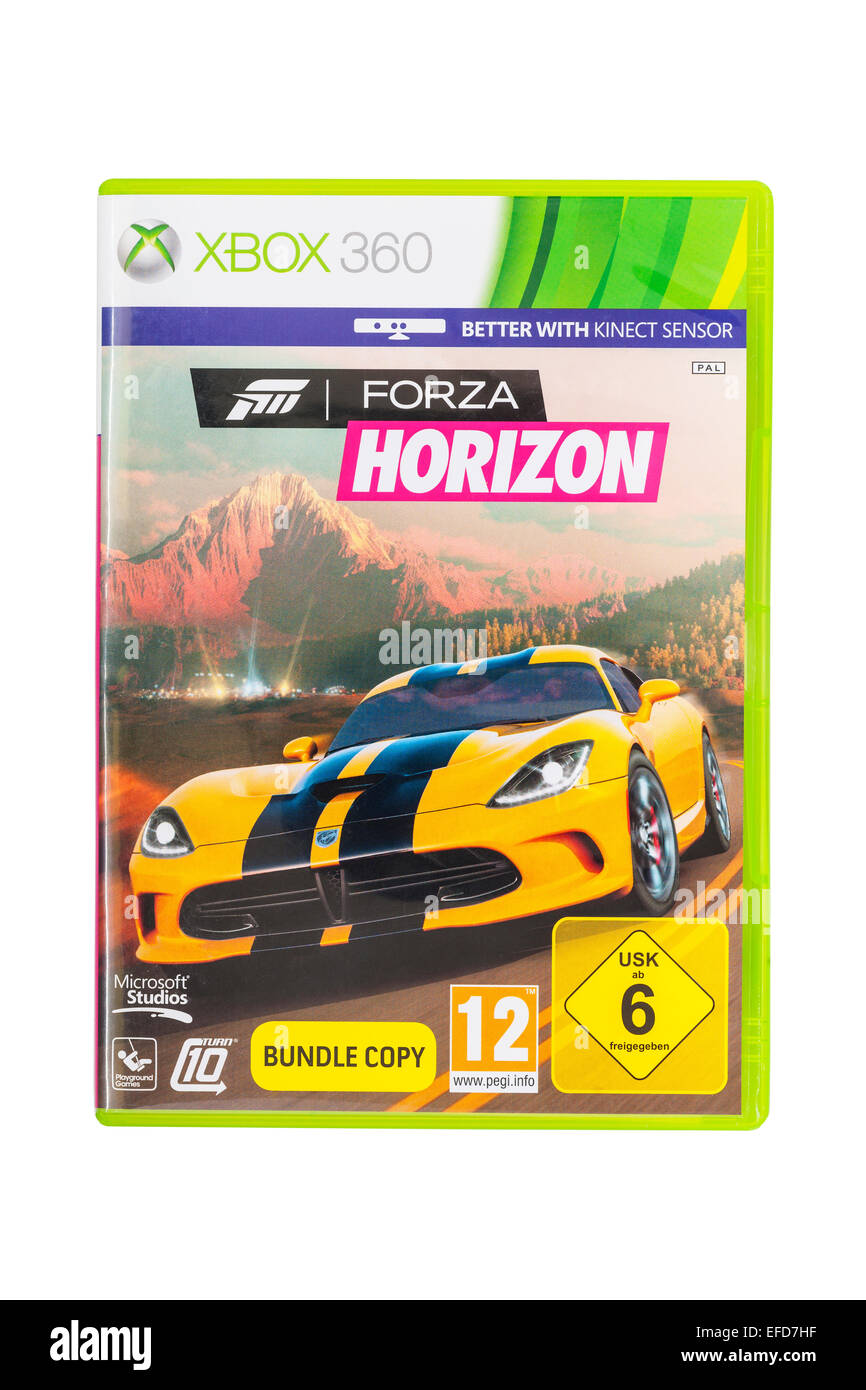 Die Microsoft XBOX 360 Forza Horizon-Spiel auf einem weißen Hintergrund Stockfoto