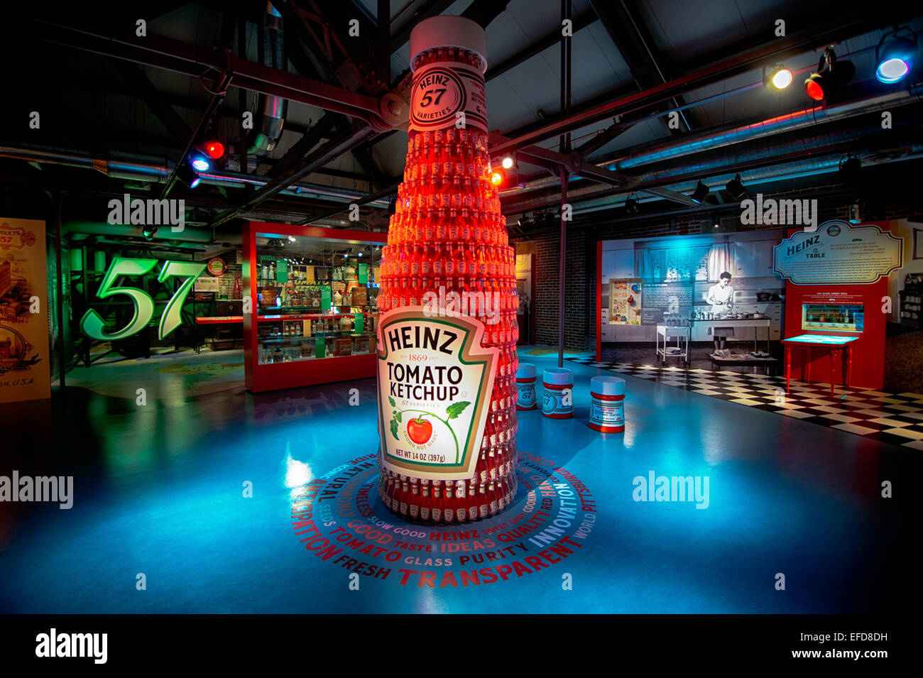 Großen Ketchup-Flaschen sind eine vorstehende Eigenschaft, die die Geschichte der h.j. Heinz Company im Heinz History Center Stockfoto