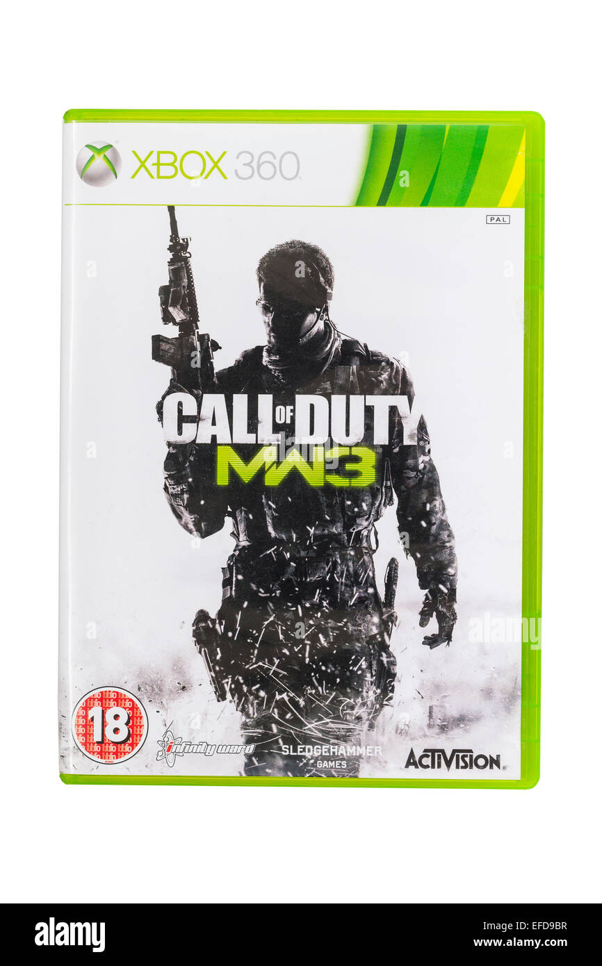 Die Microsoft XBOX 360 Call of Duty MW3-Spiel auf einem weißen Hintergrund Stockfoto