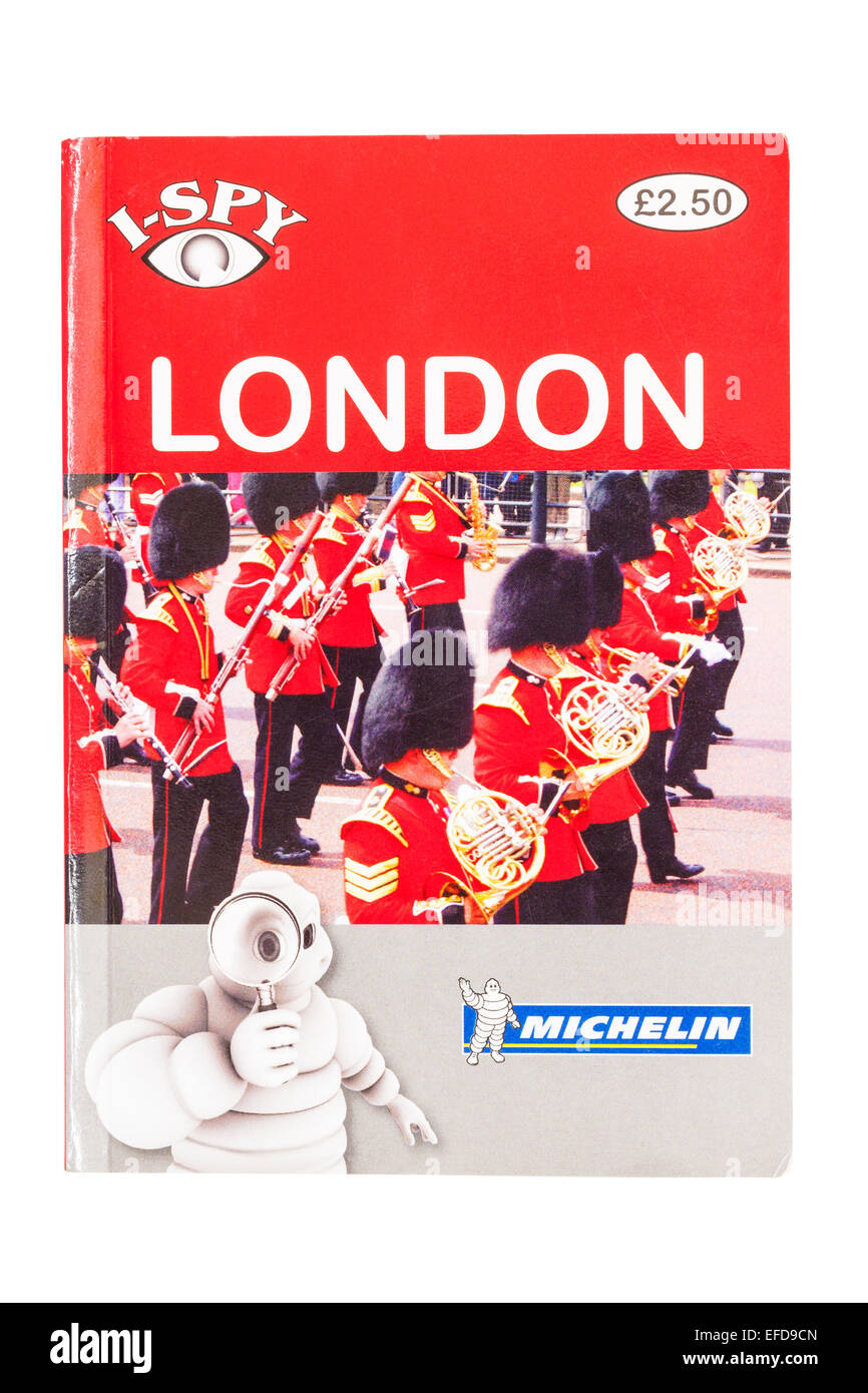 -SPY London Buch auf weißem Hintergrund Stockfoto