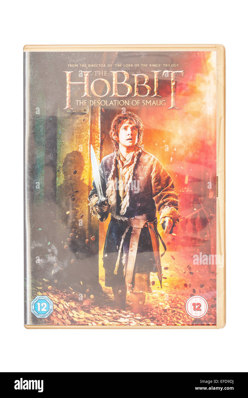 Der Hobbit die Verwüstung von Smaug Film DVD auf weißem Hintergrund Stockfoto