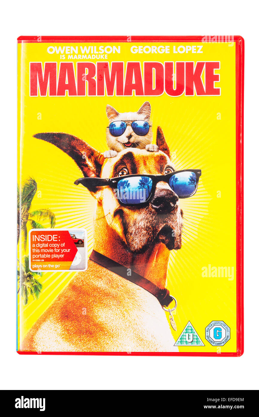 Marmaduke der Film-DVD auf einem weißen Hintergrund Stockfoto
