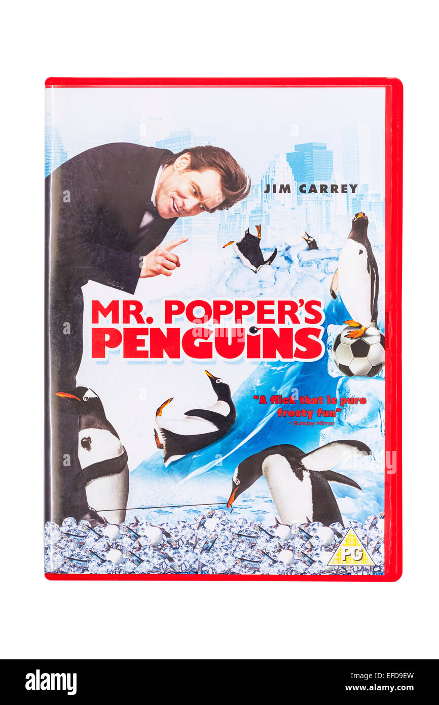 Mr Poppers Pinguine die Film-DVD auf einem weißen Hintergrund Stockfoto