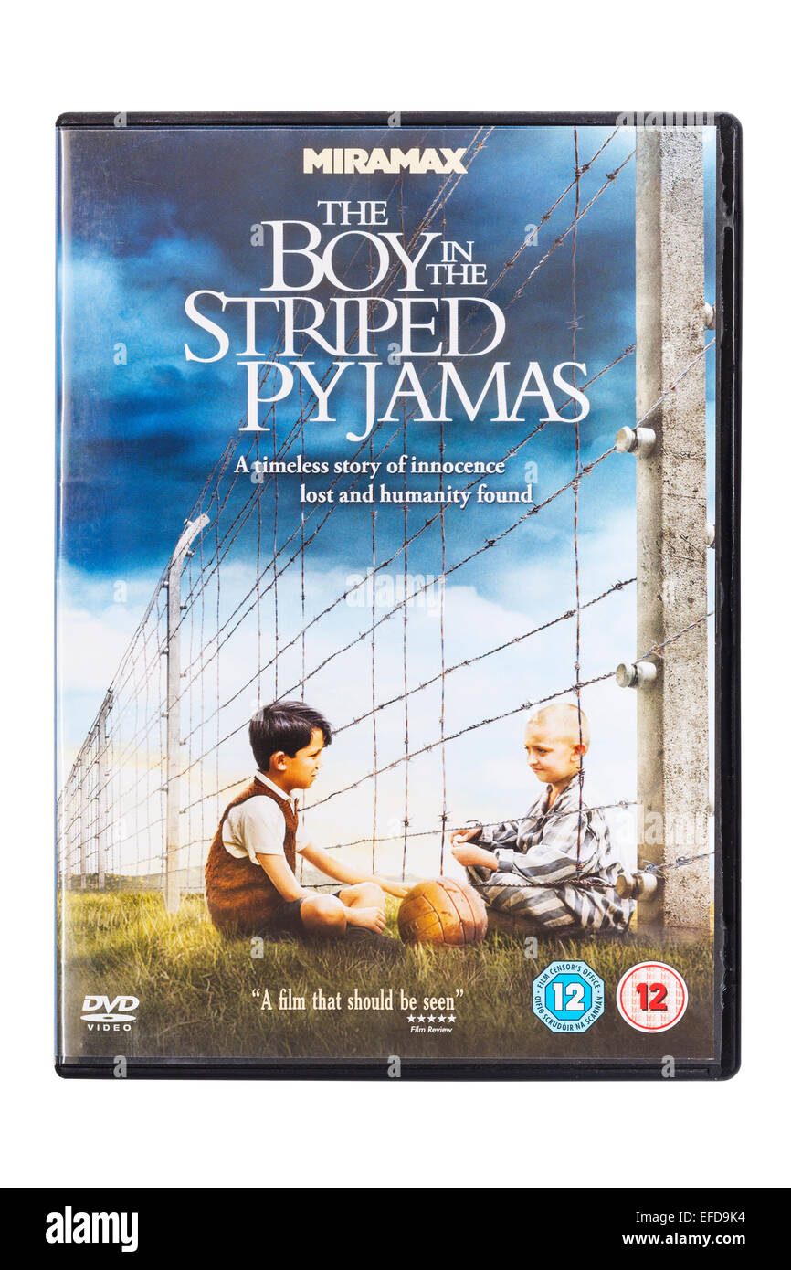 Der junge im gestreiften Pyjama film DVD auf weißem Hintergrund Stockfoto