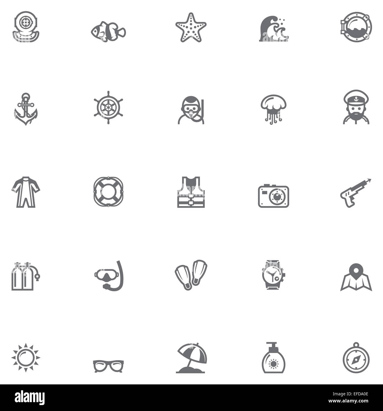 Meer-Ferien-Icon-set Stockfoto