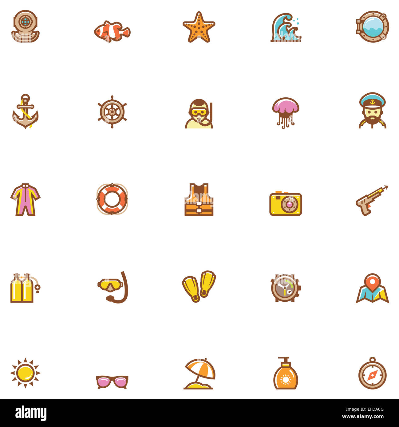 Meer-Ferien-Icon-set Stockfoto