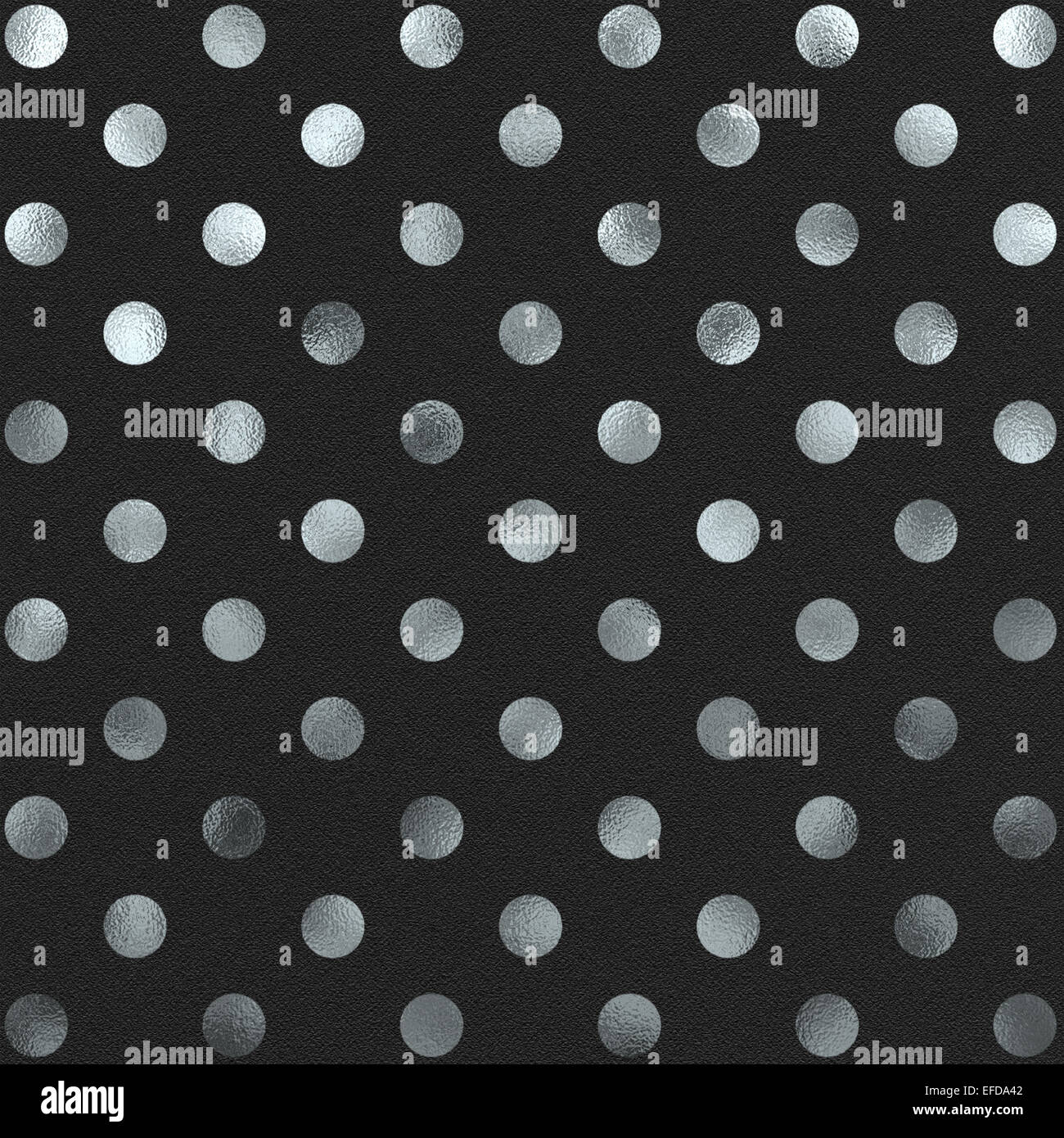 Schwarz und Silber Polka Dot Muster Swiss Dots Textur digitales Papierhintergrund Stockfoto