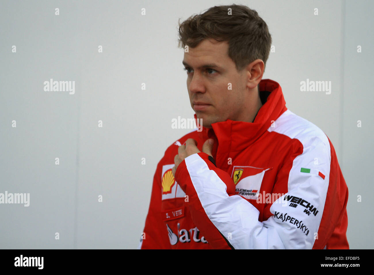 Jerez, Spanien. 1. Februar 2015. Scuderia Ferrari-Pilot Sebastian Vettel am 1. Tag in Jerez Credit: Action Plus Sport/Alamy Live News Stockfoto