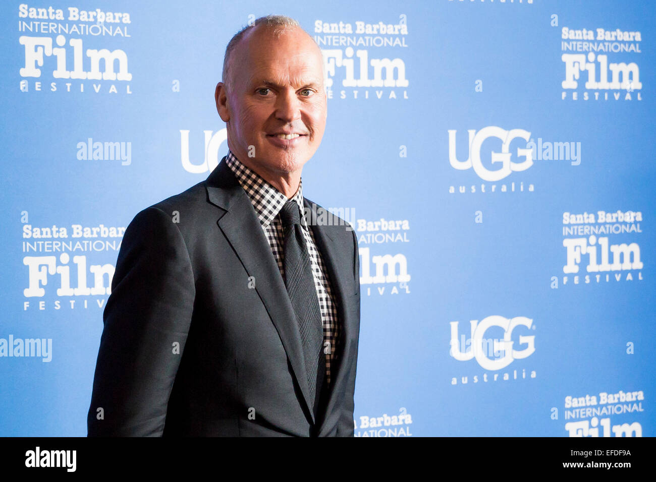 Santa Barbara, Kalifornien, USA. 31. Januar 2015. Schauspieler Michael Keaton kommt zu dem 30. Santa Barbara International Film Festival den modernen Master Award für seine Leistung in dem Film "Birdman." © Scott London/Alamy akzeptieren Live-Nachrichten Stockfoto