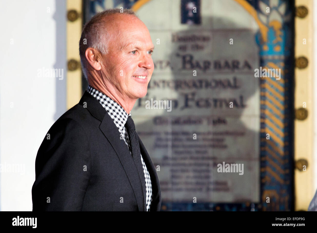 Santa Barbara, Kalifornien, USA. 31. Januar 2015. Schauspieler Michael Keaton kommt zu dem 30. Santa Barbara International Film Festival den modernen Master Award für seine Leistung in dem Film "Birdman." © Scott London/Alamy akzeptieren Live-Nachrichten Stockfoto