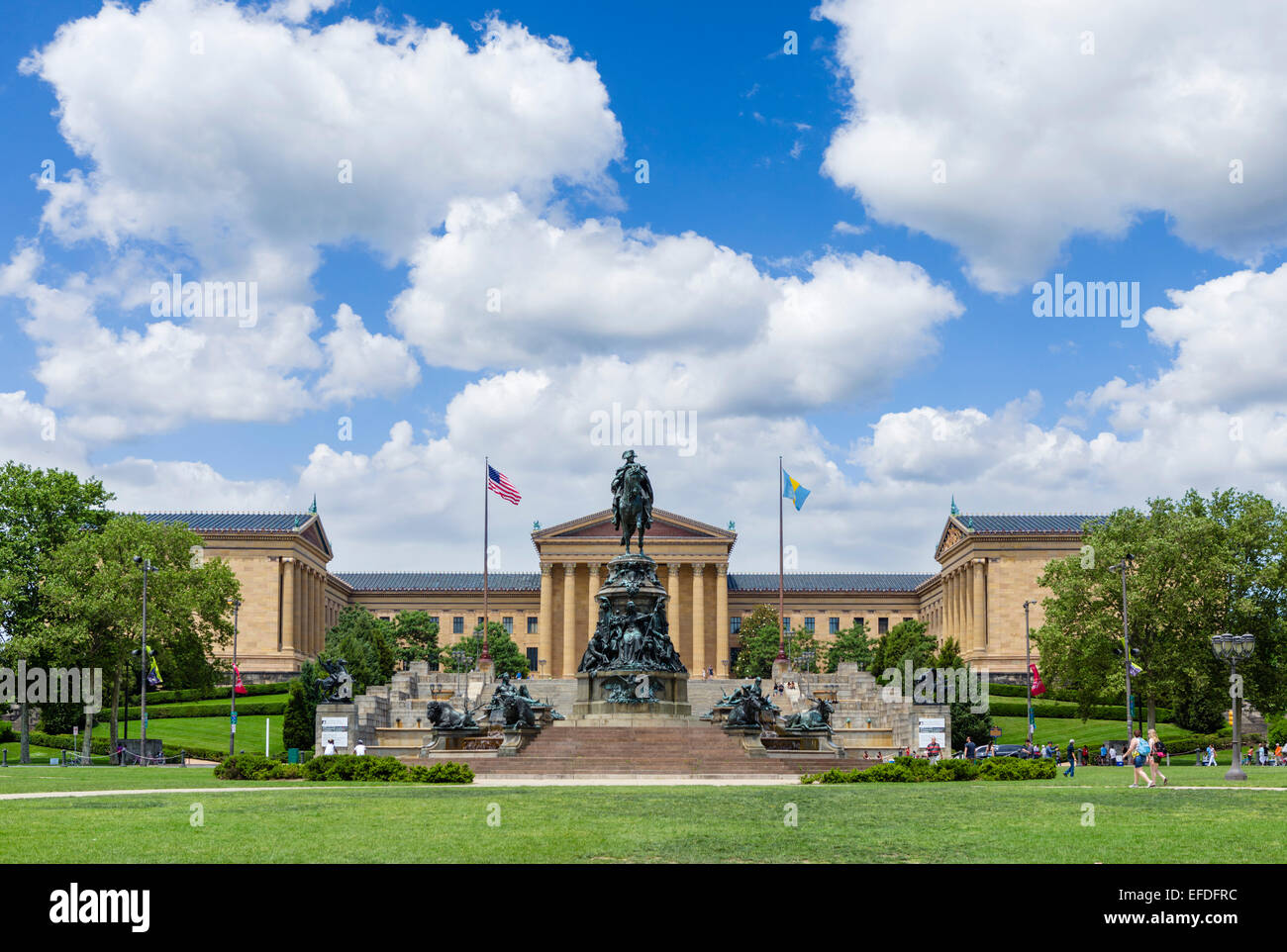 Das Denkmal von George Washington auf Eakins Oval vor Philadelphia Museum der Kunst, Fairmount Park, Philadelphia, Pennsylvania, USA Stockfoto