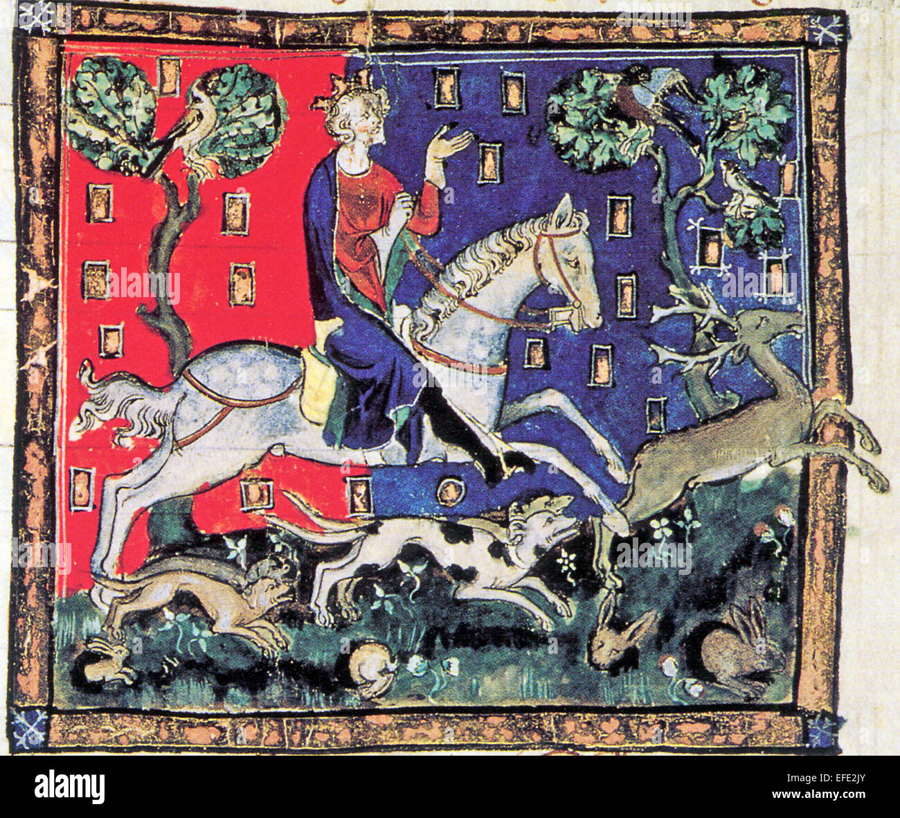 König Johann auf eine Hirschjagd Stockfoto