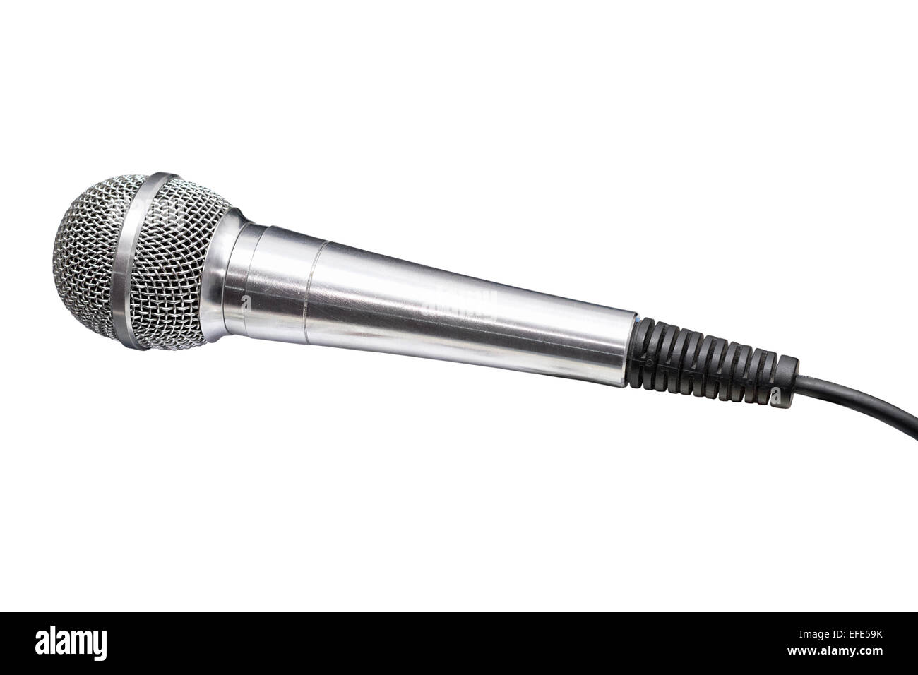 Metall, kabelgebundene Mikrofon isoliert auf weißem Hintergrund Stockfoto