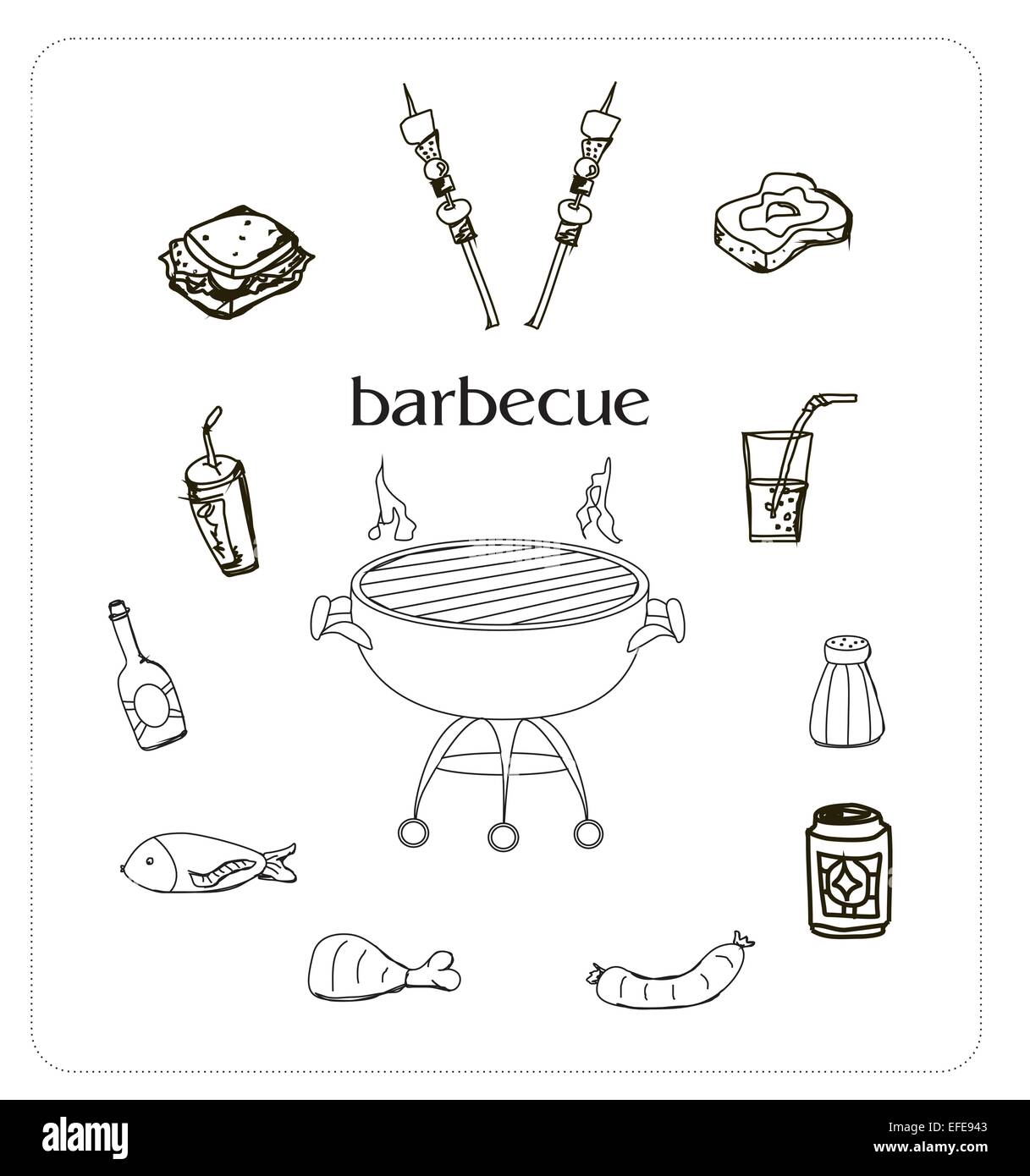 Grill-Icon-Doodle-set Stock Vektor