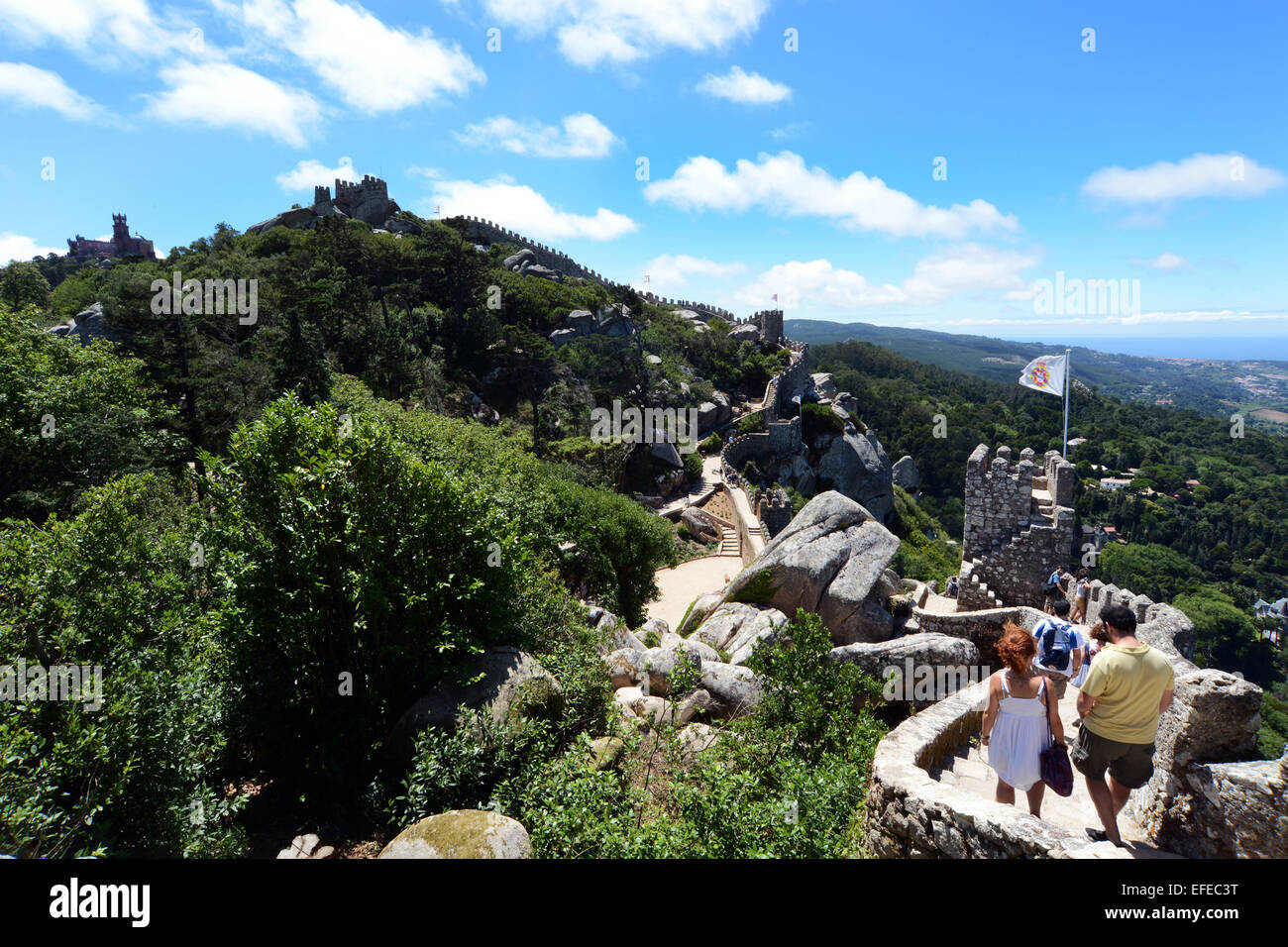 Mouros Sintra, Nationalpark und UNESCO-Welterbe, Zentral-Portugal, in der Nähe von Lissabon. Stockfoto