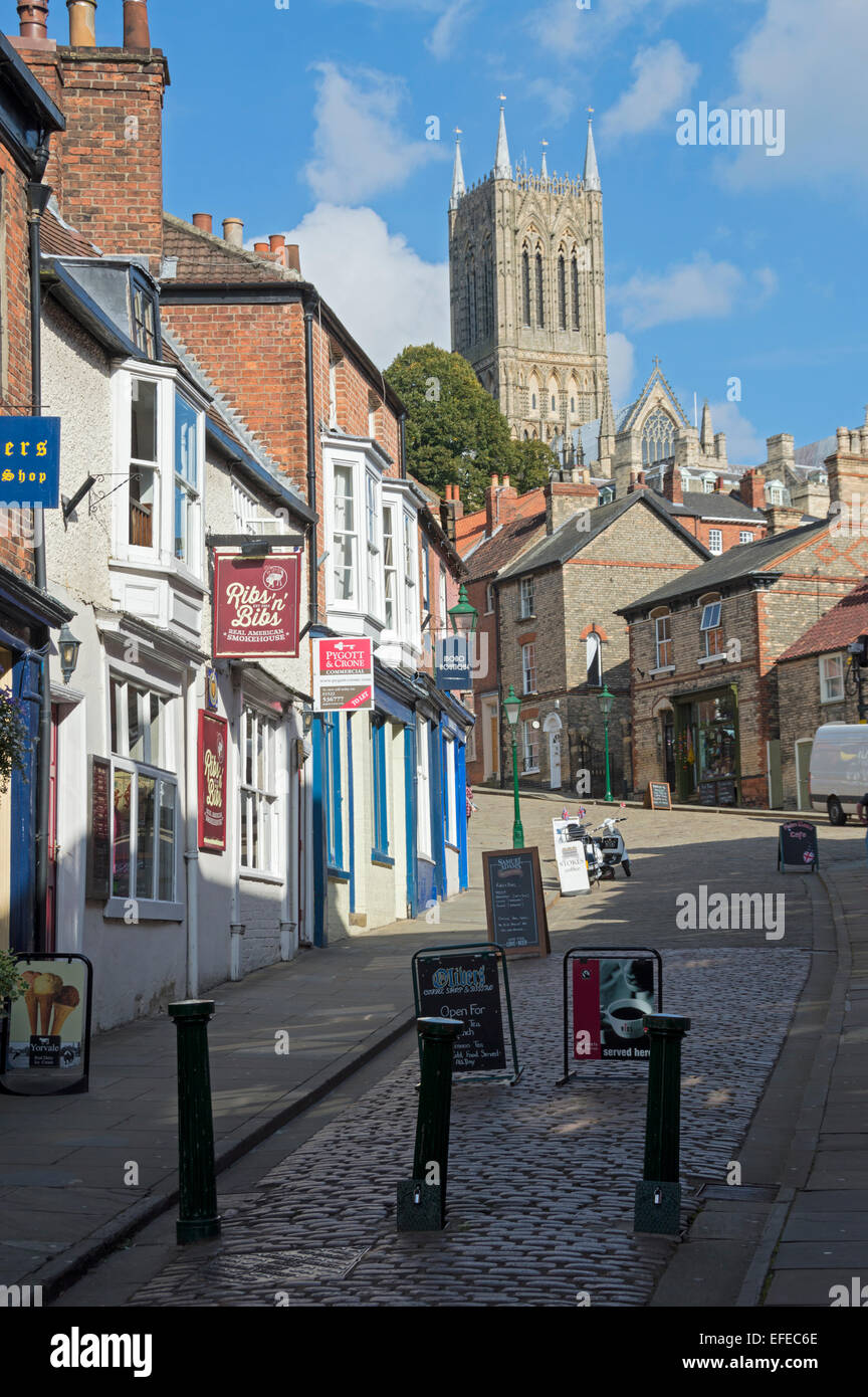 Lincoln; Kathedrale, Stadt, Zentrum; Lincolnshire, UK Stockfoto