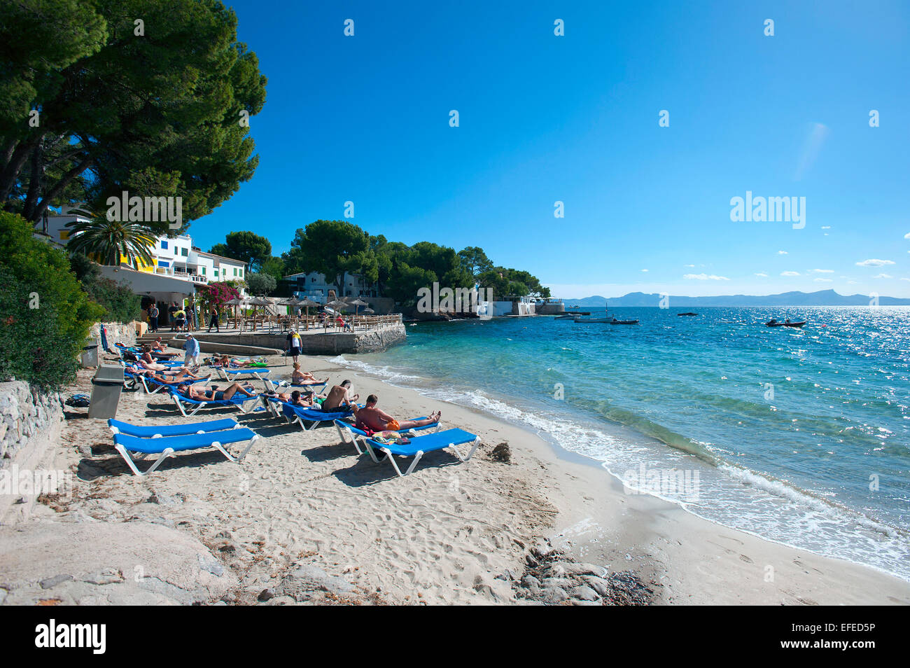 Strand Alcanada, Mallorca, Balearen, Spanien Stockfoto