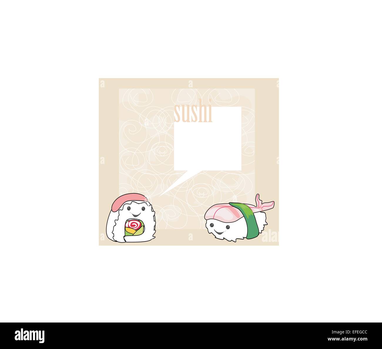 süße Sushi Cartoon Illustration - Vektor Karte Stock-Vektorgrafik - Alamy