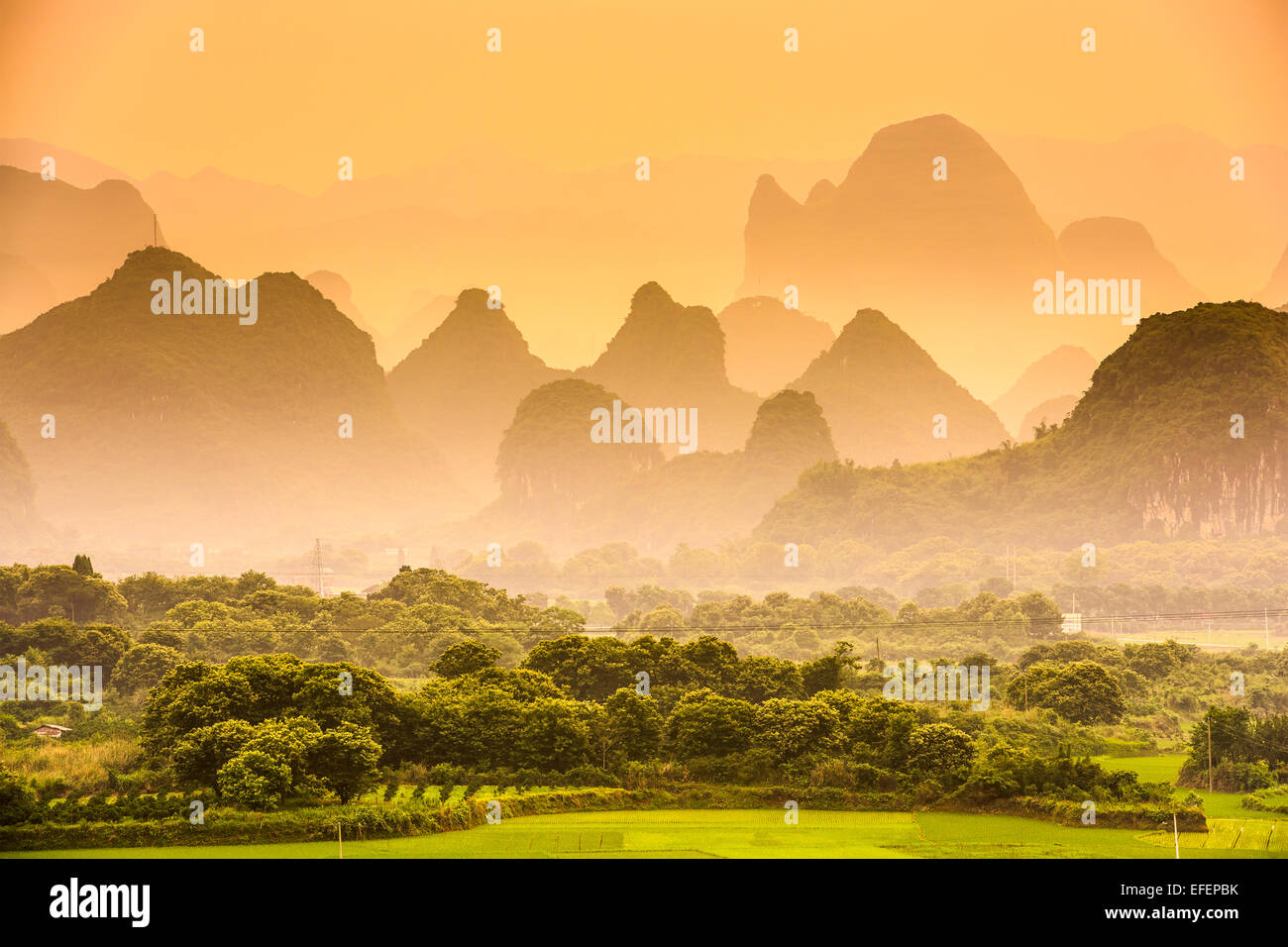 Karstberge von Guilin, China. Stockfoto