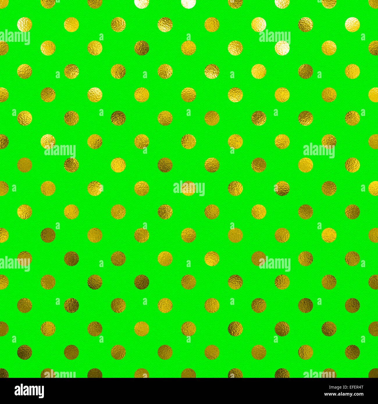 Grünes Gold Gelb Metallfolie Polka Dot Muster Swiss Dots Textur Papier Farbe Hintergrund Stockfoto