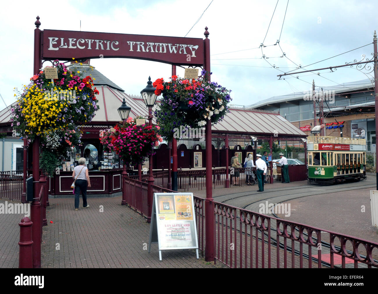 September 2014 die Seaton Tramway Station Seaton, South Devon Pic Mike Walker, Mike Walker Bilder Stockfoto