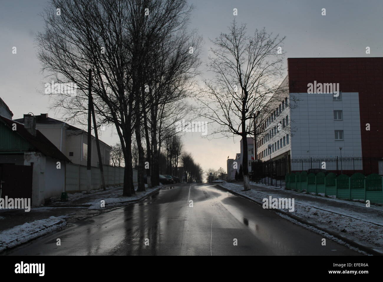 leere nassen Winter, Januar 2015 Vileyka Stockfoto