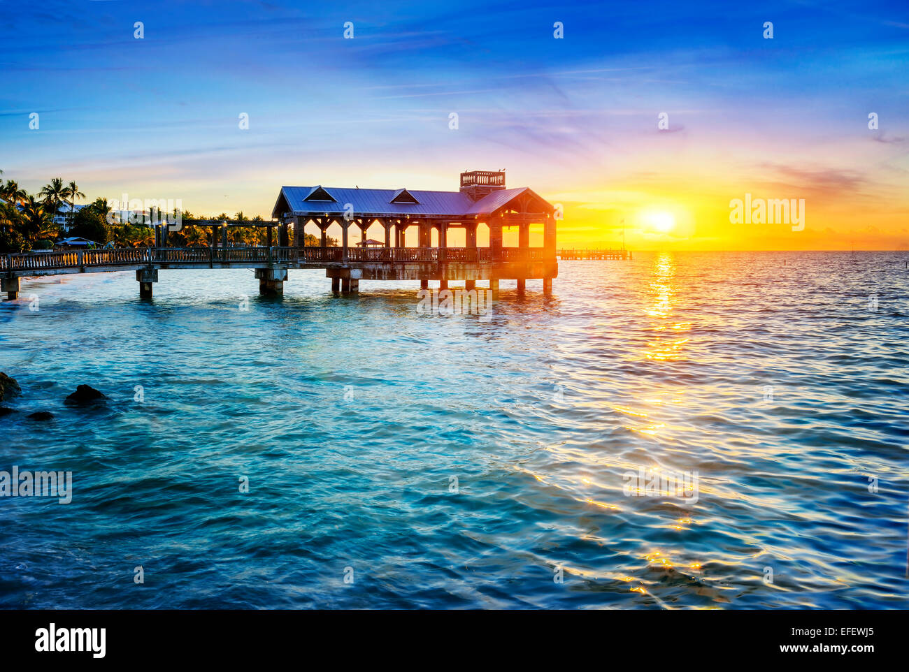 Pier am Strand in Key West, Florida USA Stockfoto