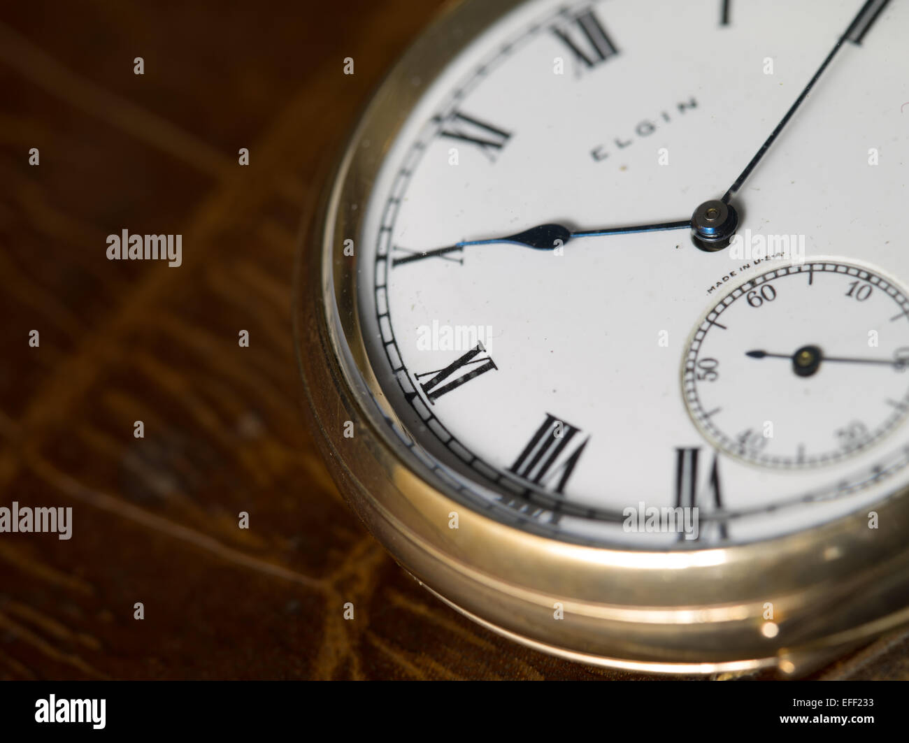 Goldene Taschenuhr Elgin Stockfoto